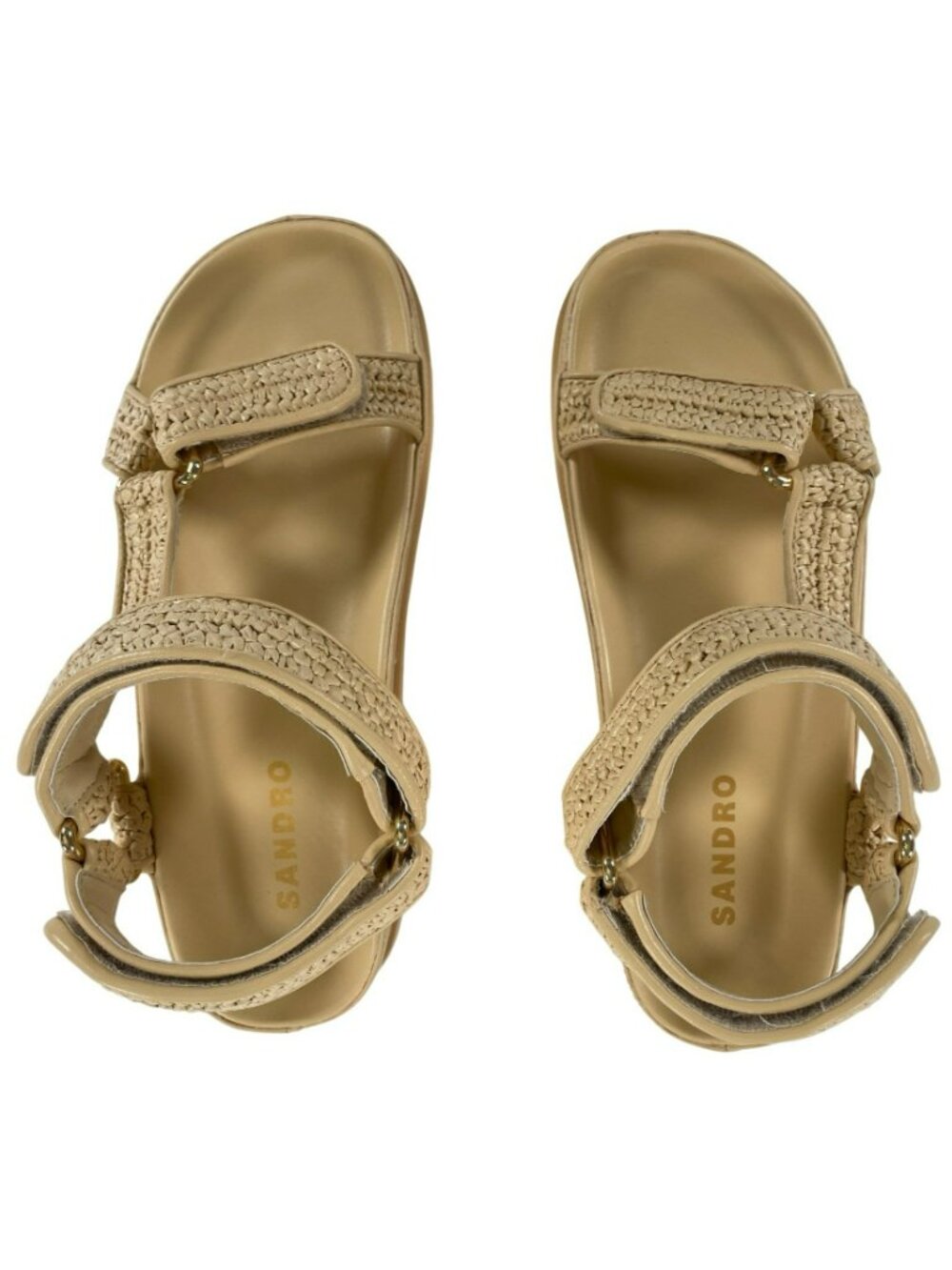 Sandro Raffia Flat Sandals Beige Open Toe Comfy Casual Women's Size 8 NEW - Picture 6 of 9
